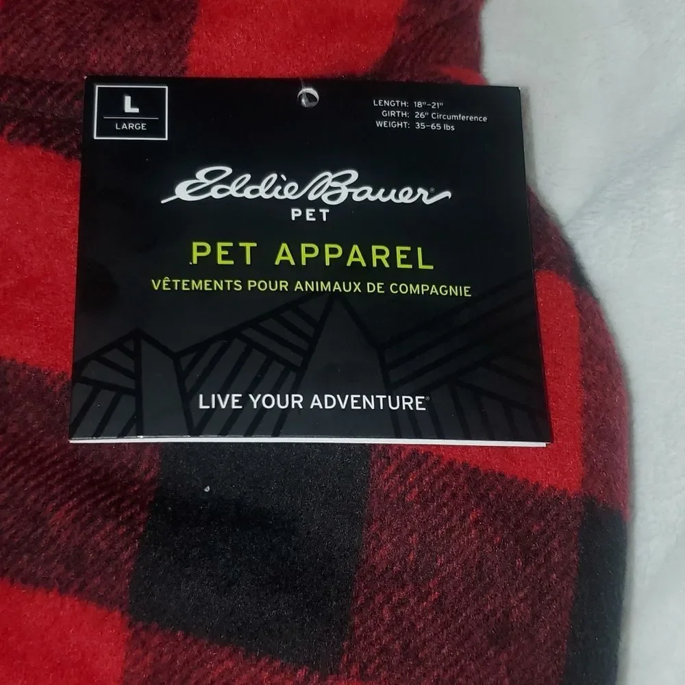 Large Tartan Plaid Dog Coat NWT | Eddie Bauer Holiday Scandi X